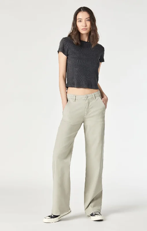 MIRACLE WIDE LEG IN ABBEY STONE LUXE TWILL