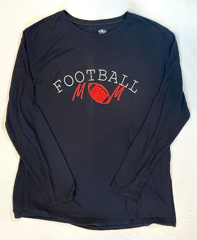 Football Mom Long Sleeve Black & Red Shirt size Large NWT Comfy Sweatshirts for Women