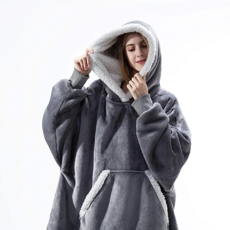 Oversized Hoodie Blanket With Sleeves Sweatshirt Plaid Winter Fleece Hoody Women Pocket Female Hooded Sweat Oversize Femme Loose Fit Hoodie Sweatshirt