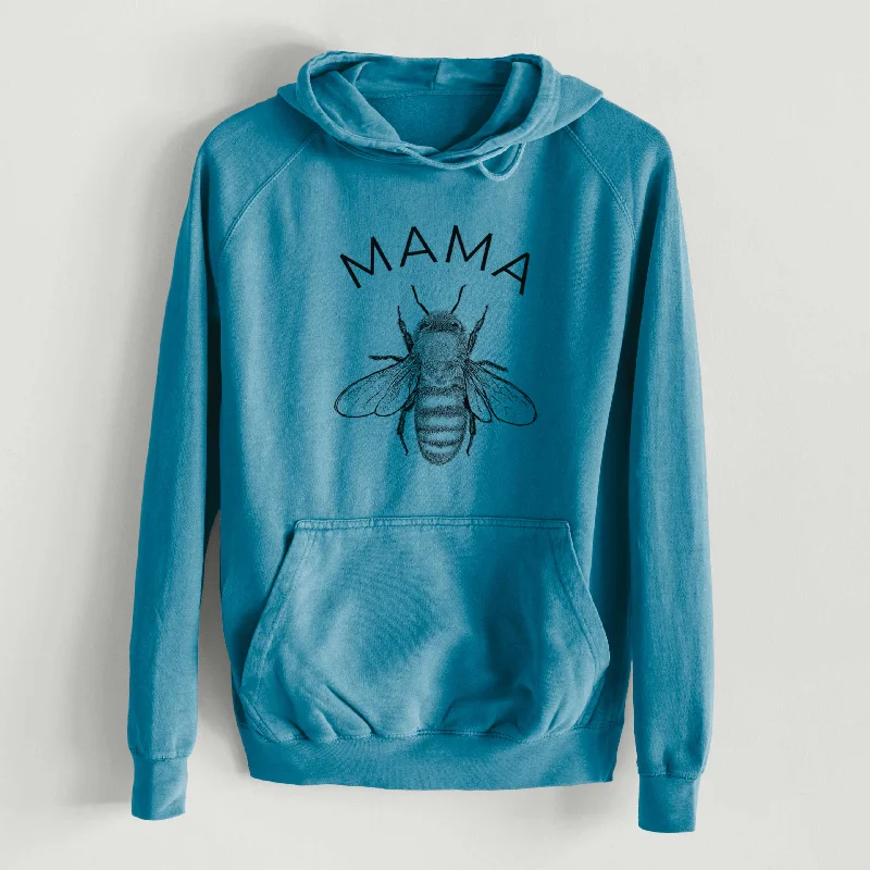 Mama Bee  - Mid-Weight Unisex Vintage 100% Cotton Hoodie Colorblock Hoodie Sweatshirt