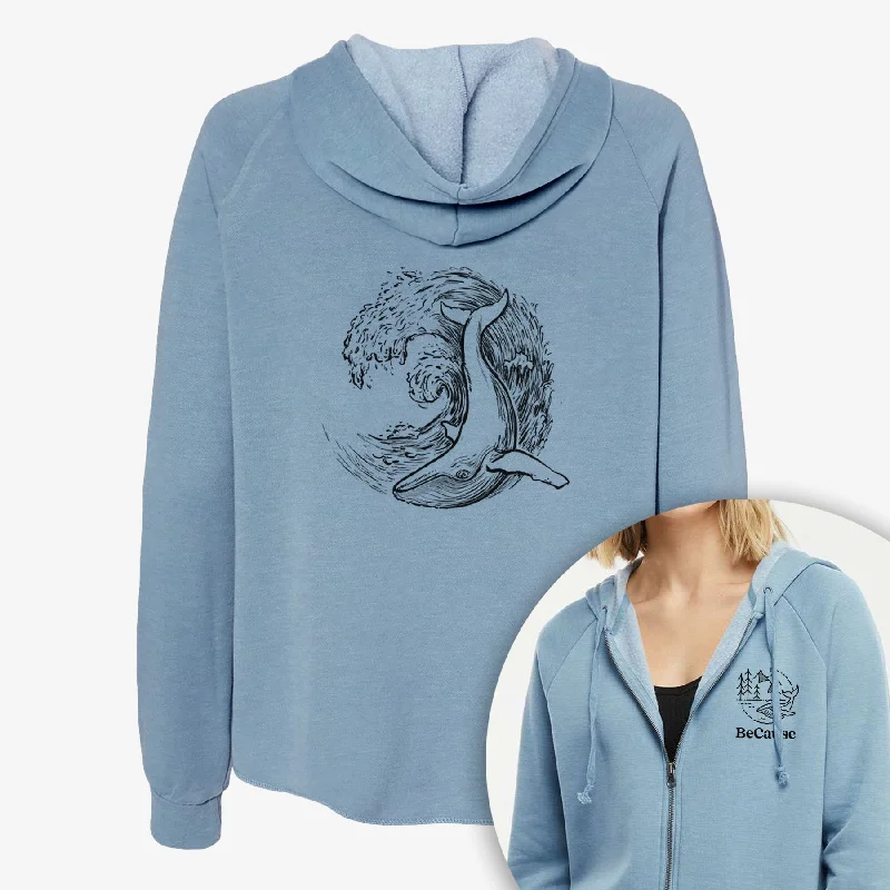 Whale Wave - Women's Cali Wave Zip-Up Sweatshirt Warm Hoodie Sweatshirt