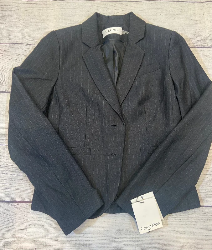 Calvin Klein Navy Blue Pen Stripe Womens Blazer Jacket size 6P NWT Soft Cotton Hoodie