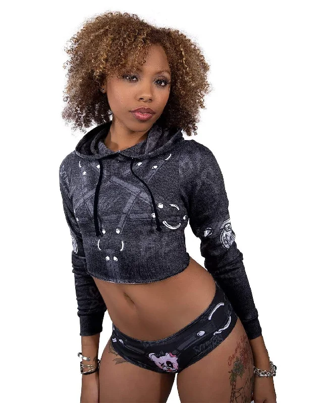 Restrained Crop Hoodie - Black Cozy Sweatshirts for Fall