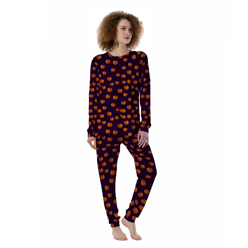 Pumpkin Little Print Pattern Women's Pajamas Designer pajama sets