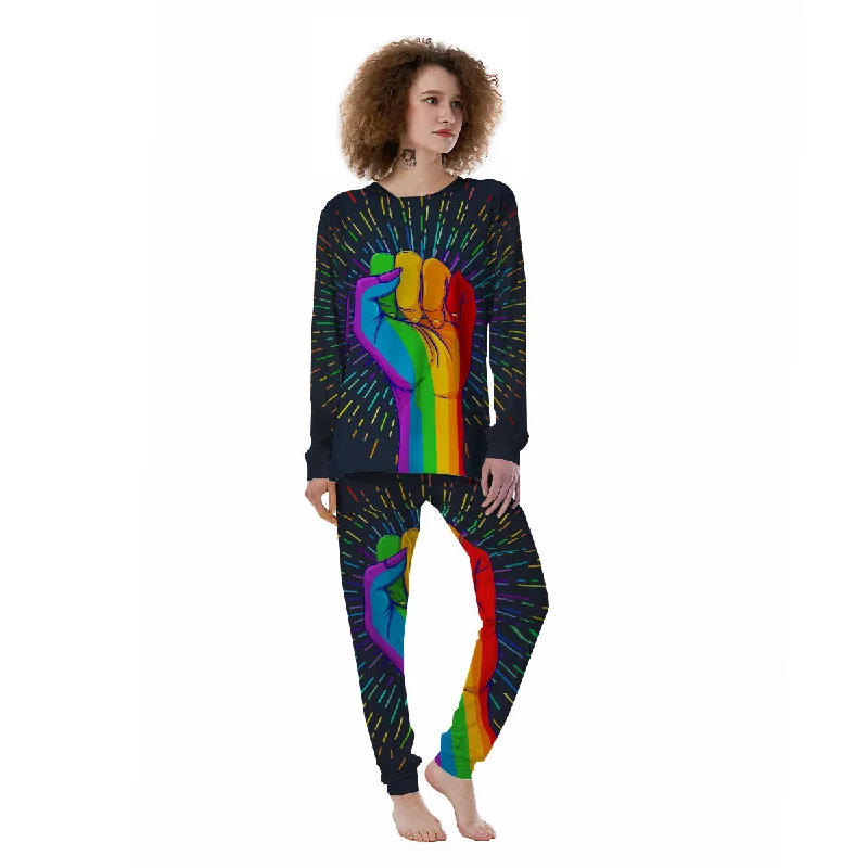 Rainbow Hand LGBT Pride Print Women's Pajamas Boho pajama sets