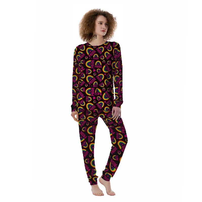 Rainbow Heart LGBT Pride Print Pattern Women's Pajamas Minimalist pajama sets