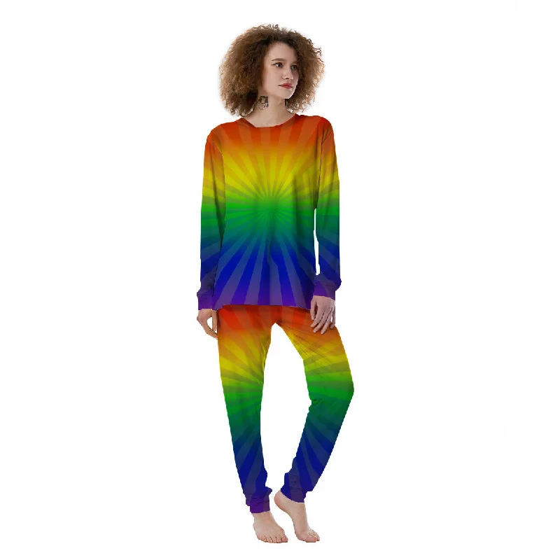 Rainbow Rays LGBT Pride Print Women's Pajamas Breathable pajama sets