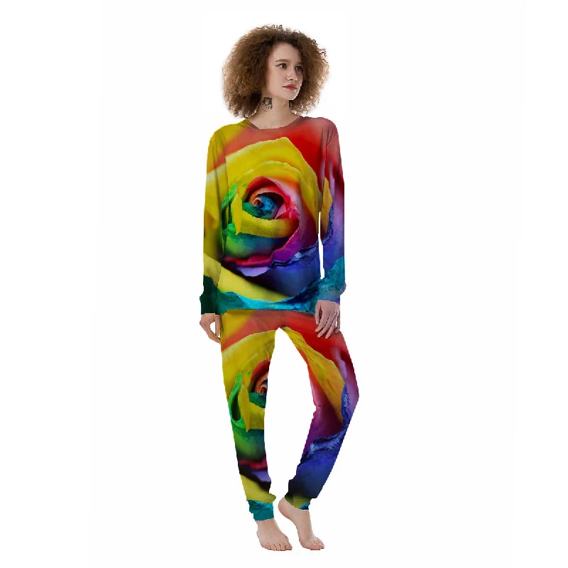 Rainbow Roses LGBT Pride Print Women's Pajamas Polyester pajama sets