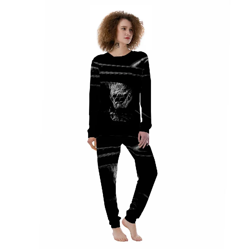 Ratsnake Rhinoceros Monochrome Print Women's Pajamas Cotton pajama sets