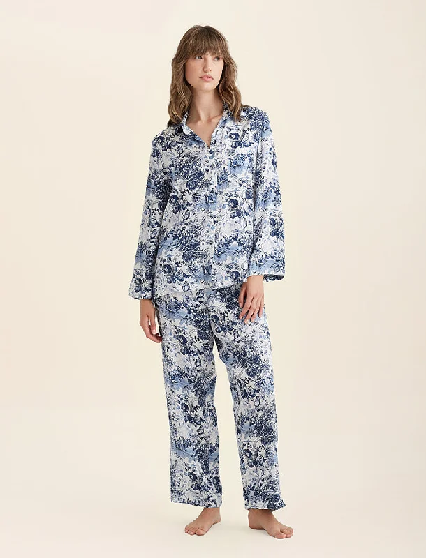 Toile De Jouy Pure Silk Full Length PJ Set Maternity pajama sets