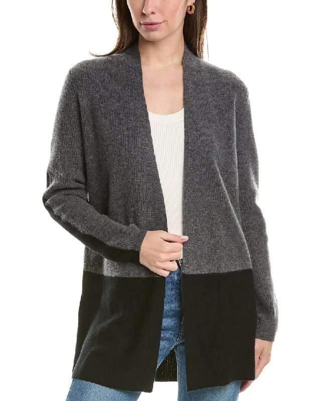 Forte Cashmere Rib Colorblocked Cashmere Cardigan Winter sweaters