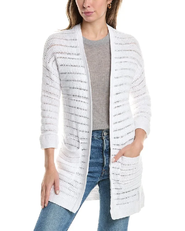 Forte Cashmere Texture Stripe Cardigan Cotton sweaters