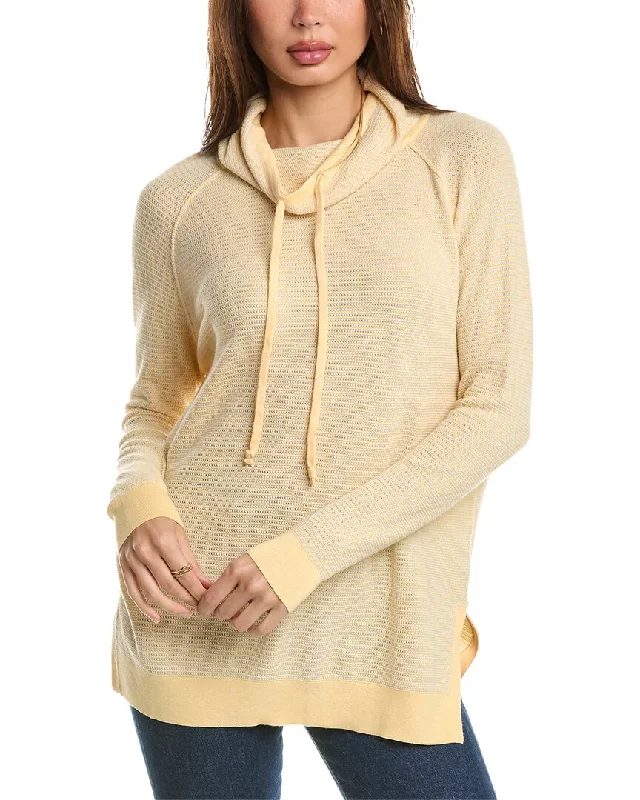 Forte Cashmere Thermal Drawstring Funnel Cashmere-Blend Sweater Fleece sweaters