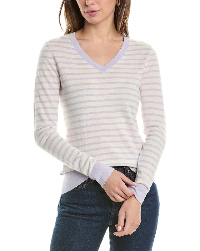 Forte Cashmere Fitted Stripe Silk & Cashmere-Blend Sweater Discounted sweaters