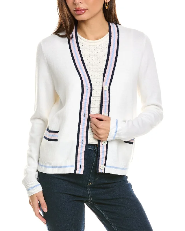 Forte Cashmere Tipped V-Neck Cashmere-Blend Cardigan Work sweaters