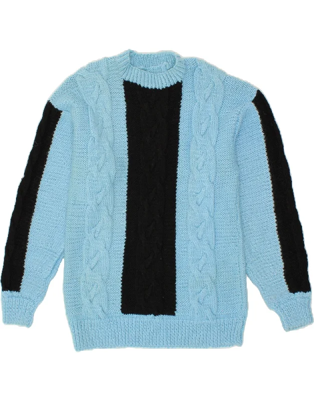 VINTAGE Womens Crew Neck Jumper Sweater UK 16 Large Blue Colourblock Outdoor sweaters