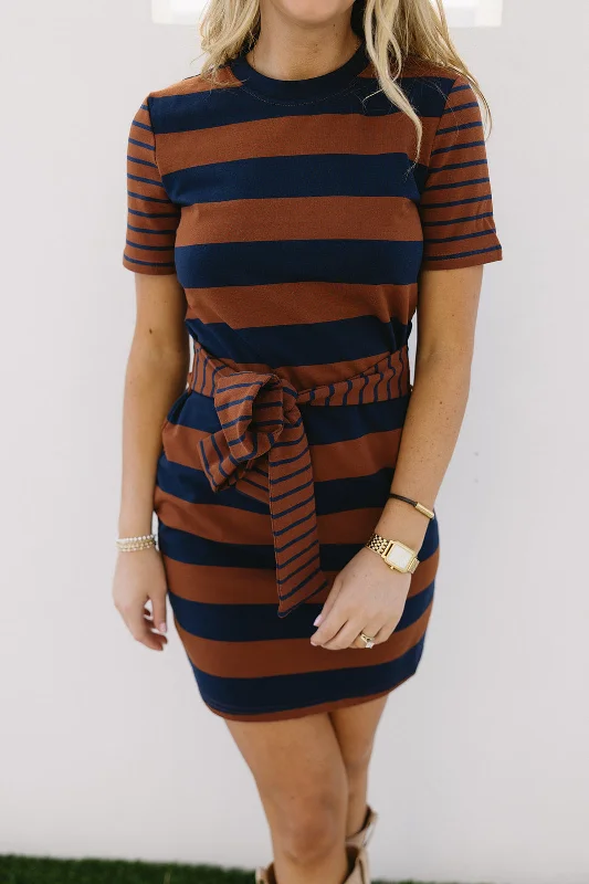 Abigail Mini Dress - Brown/Navy Urban Outfitters mini dresses