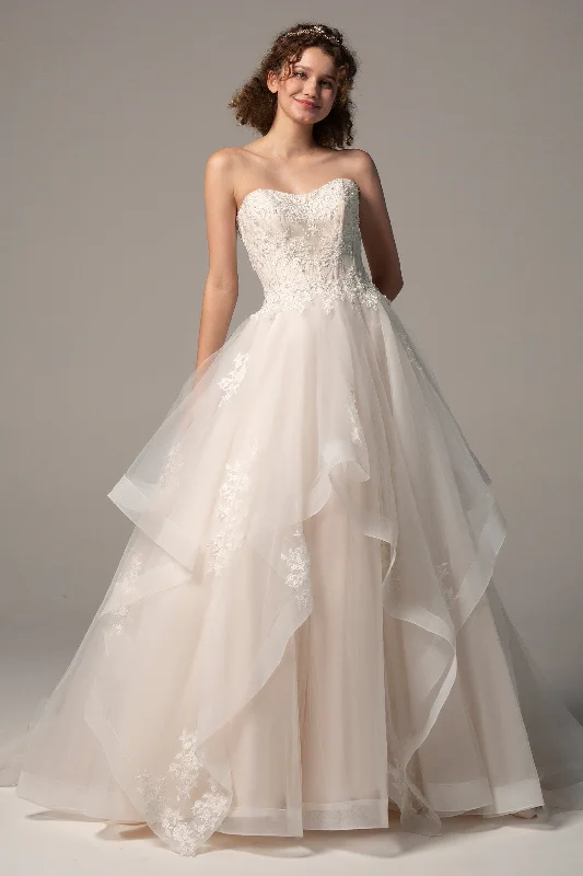 A-Line Court Train Tulle Wedding Dress CW2391 Simple Wedding Dress