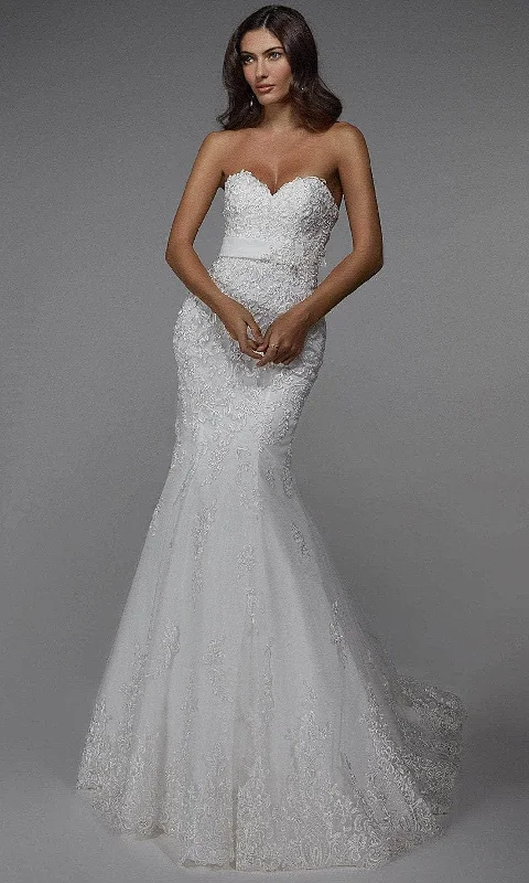 Alyce Paris 7032 - Embroidered Strapless Sweetheart Wedding Dress Lace Sleeveless Dress