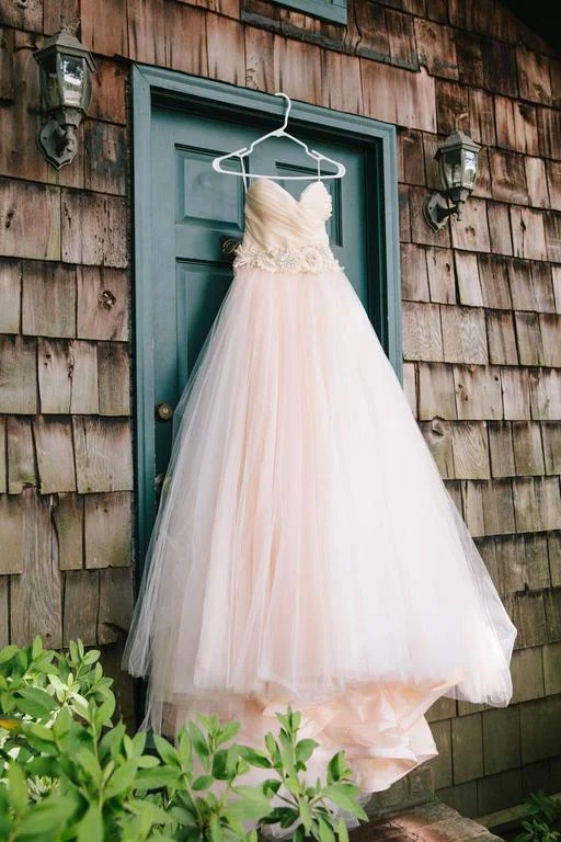 Gorgeous Strapless Sweetheart Pleats Long Ball Gown Wedding Dress With Beading N518 Beautiful Bridal Gown