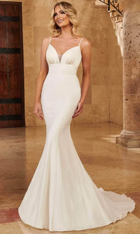 Mary's Bridal MB2127 - Sleeveless Deep V-Neck Wedding Gown Floral Bridal Gown