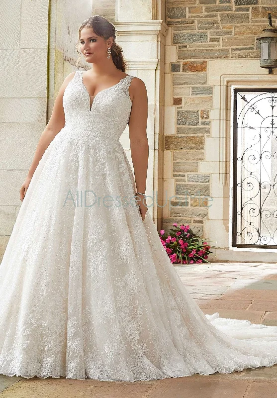 Julietta - Selene - 3290 - Cheron's Bridal, Wedding Gown Lace V-neck Dress