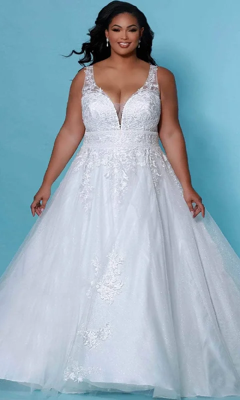 Sydney's Closet Bridal - SC5255 Embroidered A-Line Bridal Gown Empire Waist Gown