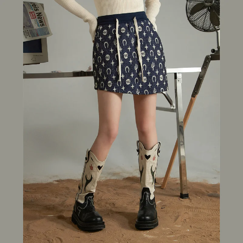 Western Pattern Print Unbalanced Skirt Pencil unclassified skirts