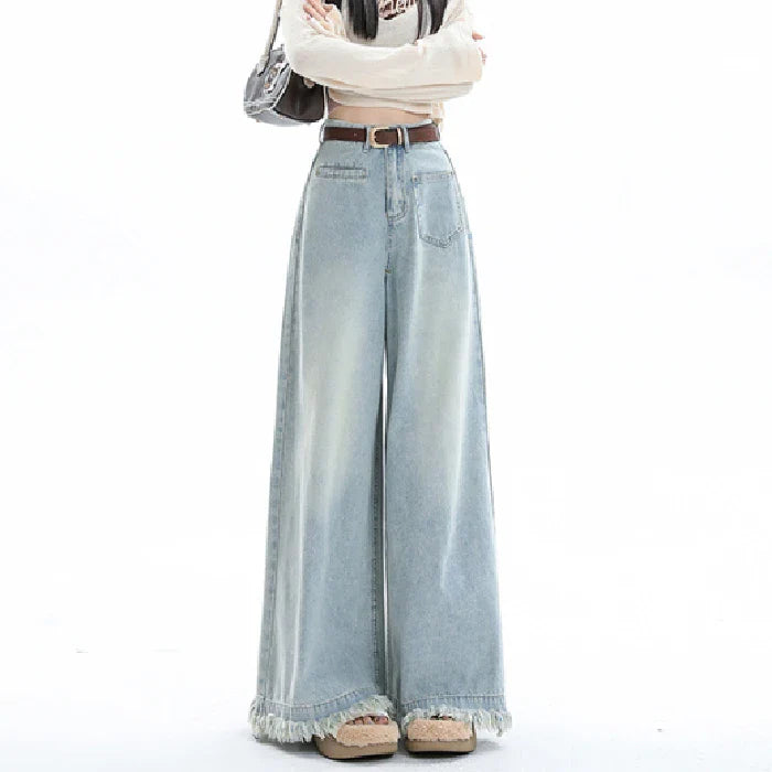 Women 2024 New Design Waist Loose Draped Drag Floor Skirts Jeans Earthy tone unclassified skirts