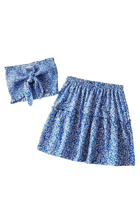 'Pamela' Floral Ruched Tube Top & High Waist Skirt Set (5 Colors) Festival unclassified skirts