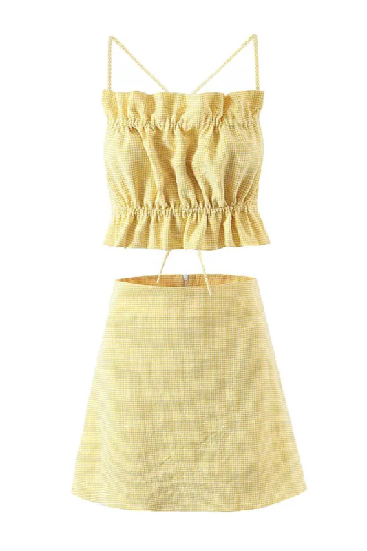 'Quinsley' Sleeveless Crop Top & High Waist Skirt Set Vacation unclassified skirts