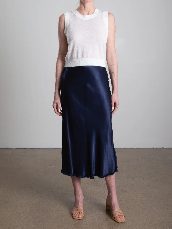 Riley Skirt in Vintage Satin - Night Striped unclassified skirts