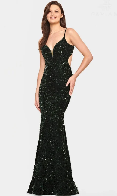 Faviana S10817 - V-Neck Cutout Sequin Evening Gown Casual party dresses