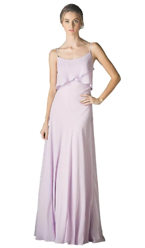 Ladivine CF074 - Sleeveless Surplice Ruffled Bodice A-Line Long Dress Wedding guest maxi dresses