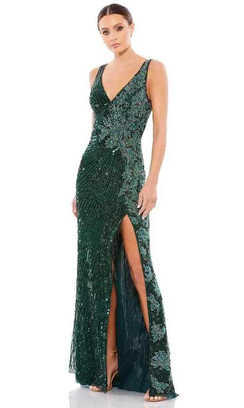 Mac Duggal 5473 - Beaded Evening Gown with Slit Flattering party dresses for all body types