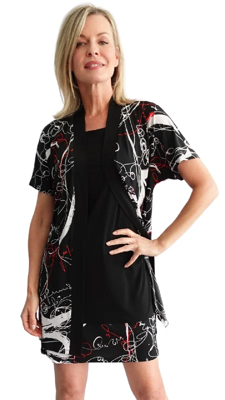 Graffiti Print Two-Piece Cardigan & Dress Set. Style SW97251 Y2K floral dresses