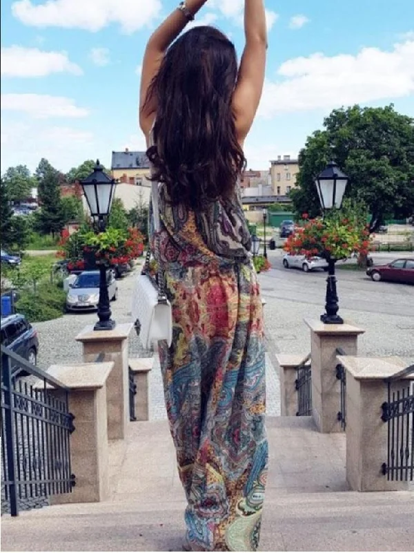 Halter Strapless Floral Bohemia Long Dress Knitted floral dresses