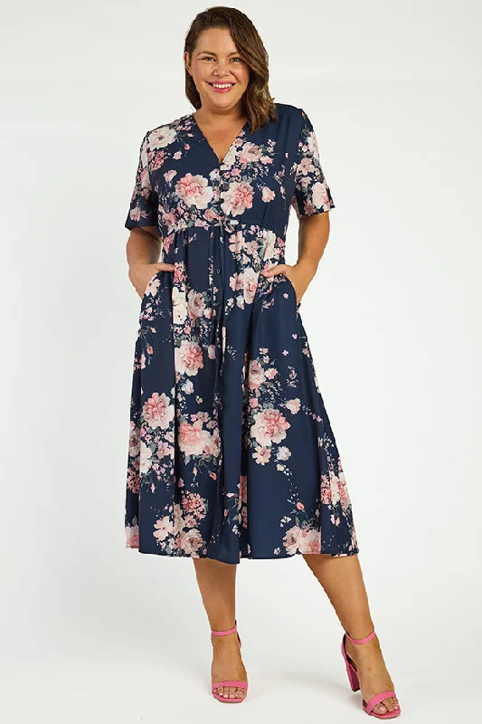 Marley Navy Floral Dress Outdoor floral dresses