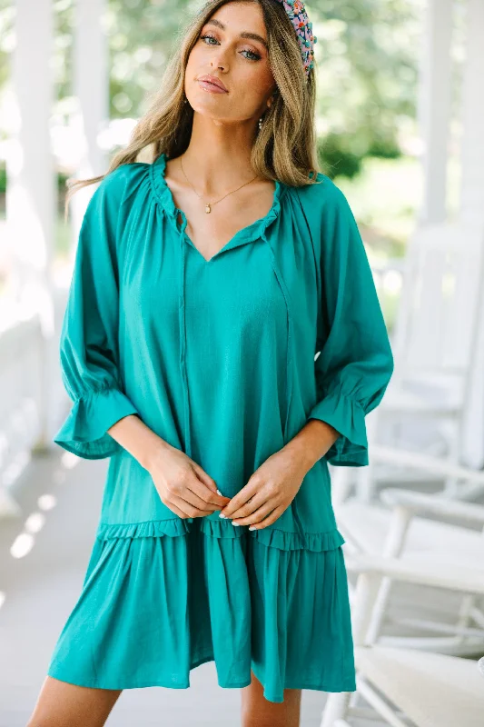 Always In The Lead Lagoon Green Linen Dress Festival unclassified dresses