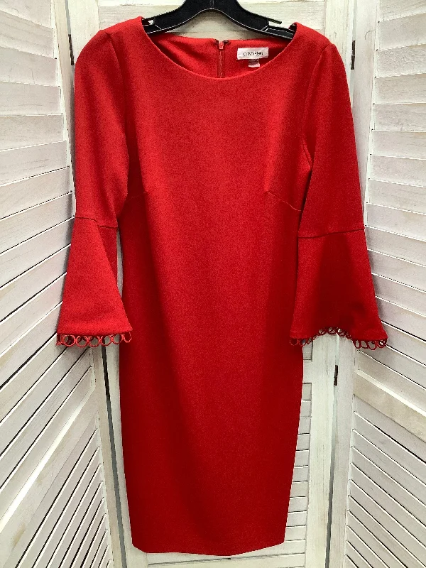 Dress Work By Calvin Klein In Red, Size: 6 Festival unclassified dresses