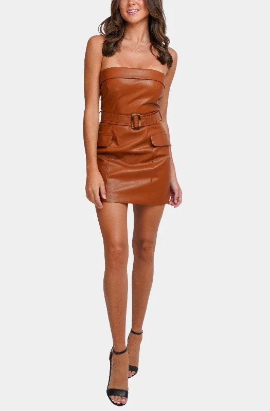 Caterina Leather Dress One-shoulder unclassified dresses