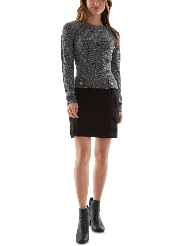 Juniors Womens Crewneck Short Sweaterdress Mini Skirt Style