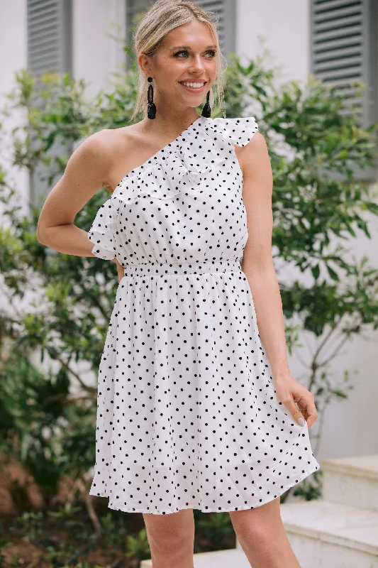 Make Life Easy Ivory White Polka Dot Dress Stretchy unclassified dresses