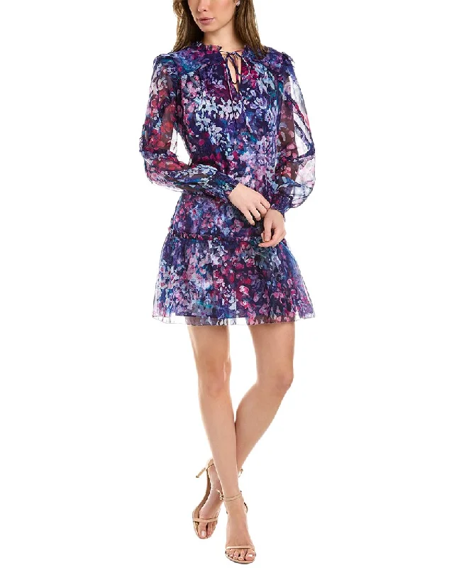 Marchesa Notte Floral Mini Dress Skater Mini Skirt