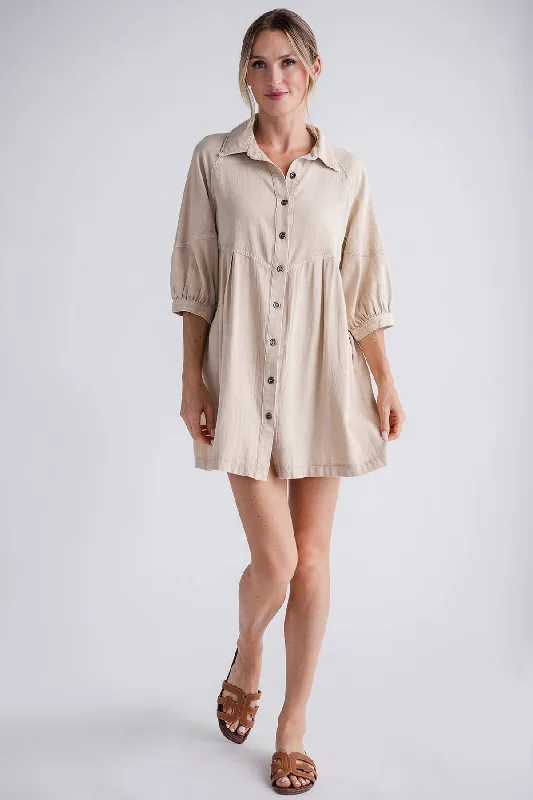 Mustard Seed Button Collar Dress Earthy tone unclassified dresses