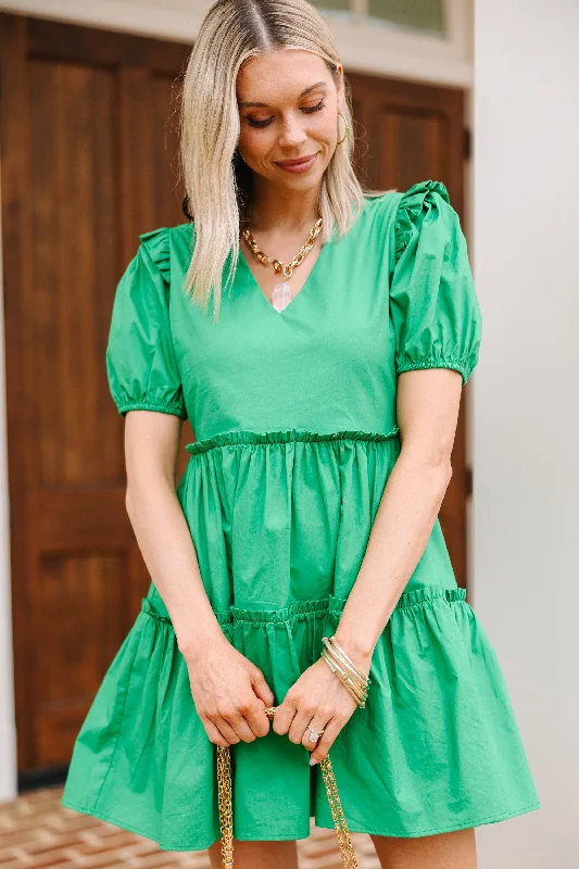 Never Going Back Kelly Green Ruffled Dress Knitted unclassified dresses