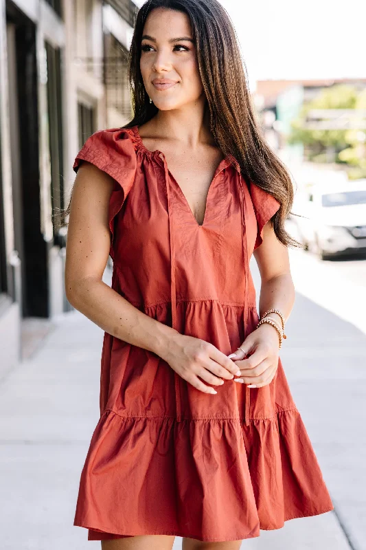 Take A Look Around Burnt Orange Babydoll Dress Budget-friendly unclassified dresses