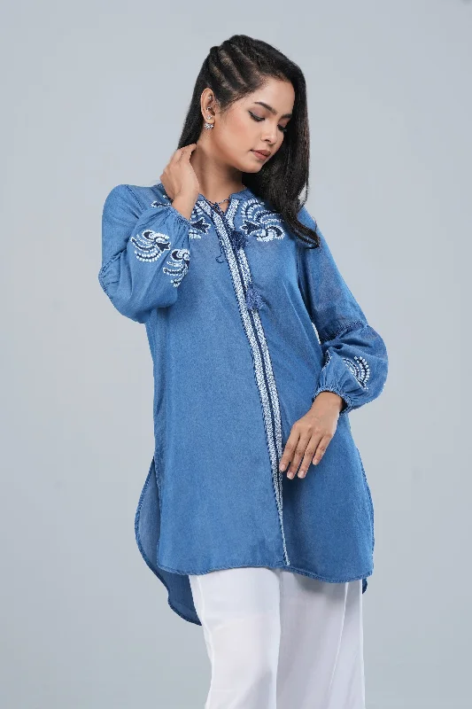 Short-Length Denim One-Piece Ethnic Kurti Mini Skirt Vibes