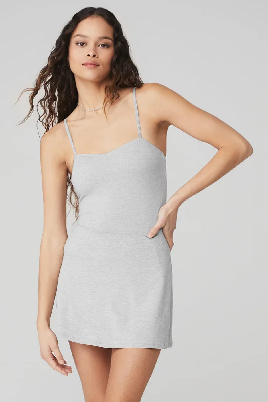 Alosoft Courtside Tennis Dress - Athletic Heather Grey Earthy tone unclassified dresses