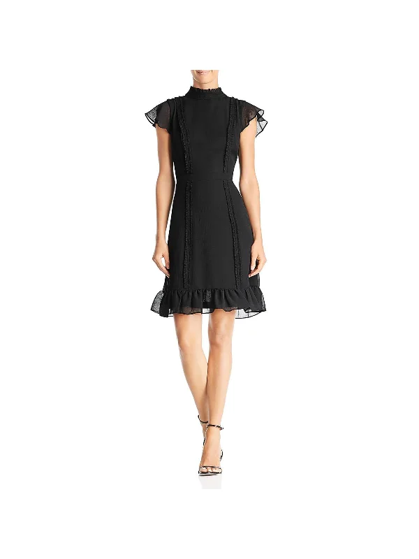 Womens Ruffled Mini Cocktail Dress Boho Chic Mini Skirt